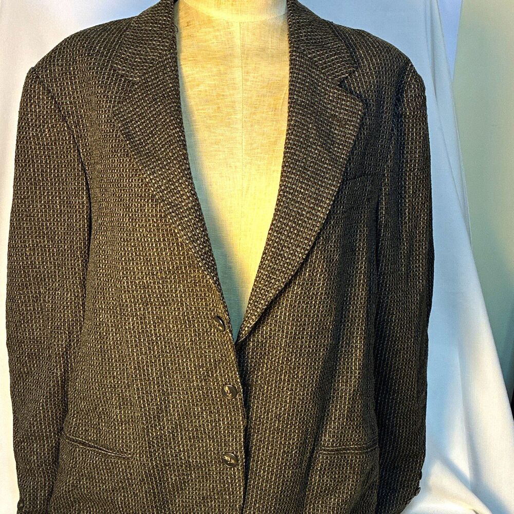 Today's Man Brown Check Tweed Suit Jacket M Made in Italy 3-Button Notch